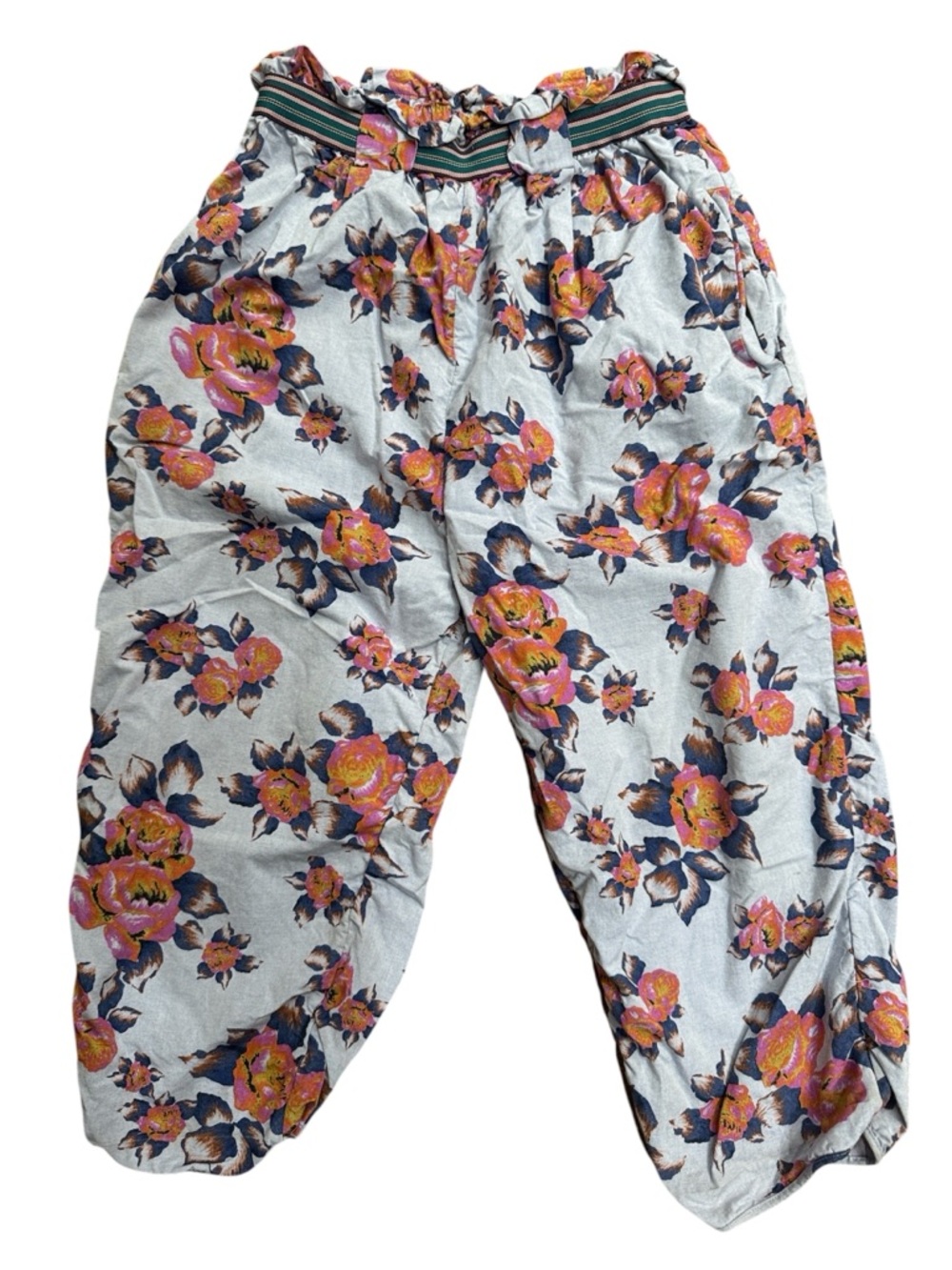 Suno Floral Paperbag Waist Pants Tie Belt Lightweight Boho Chic size M - Picture 2 of 5